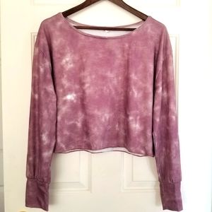 2/$25 Tie Dye Long Sleeve Crop Shirt in Purple